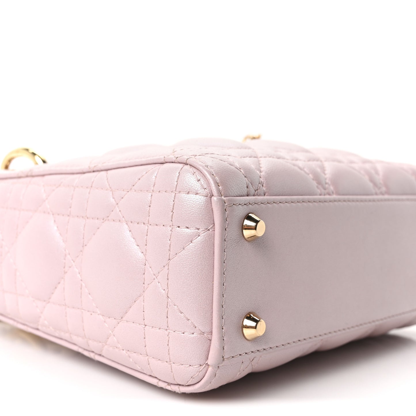 Metallic Lambskin Cannage Mini Lady Dior Lotus