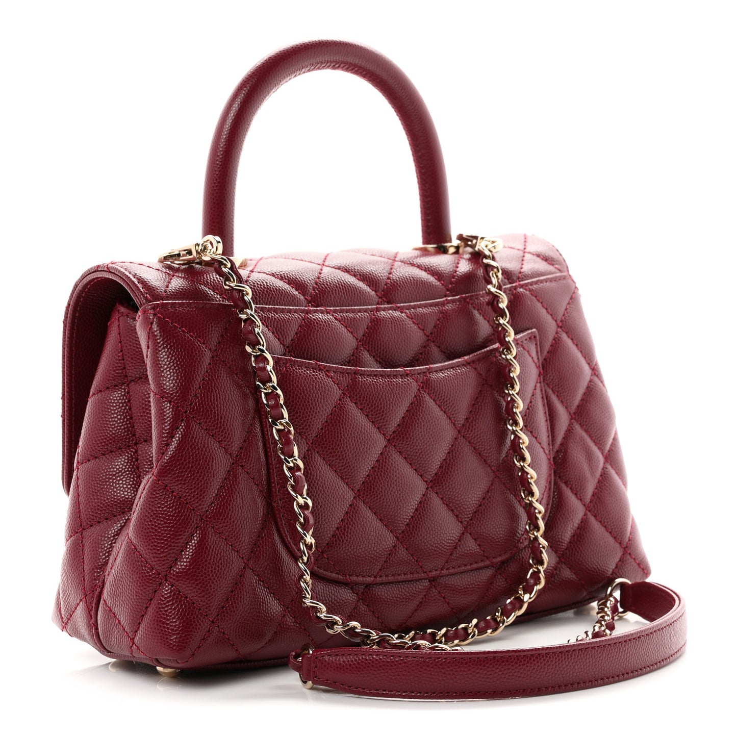 Caviar Quilted Mini Coco Handle Flap Burgundy