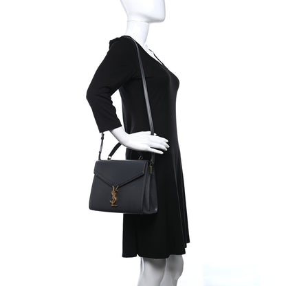 Saint Laurent Grain de Poudre Medium Classic Monogram Cassandra Top Handle Dark Smog 2 of 10