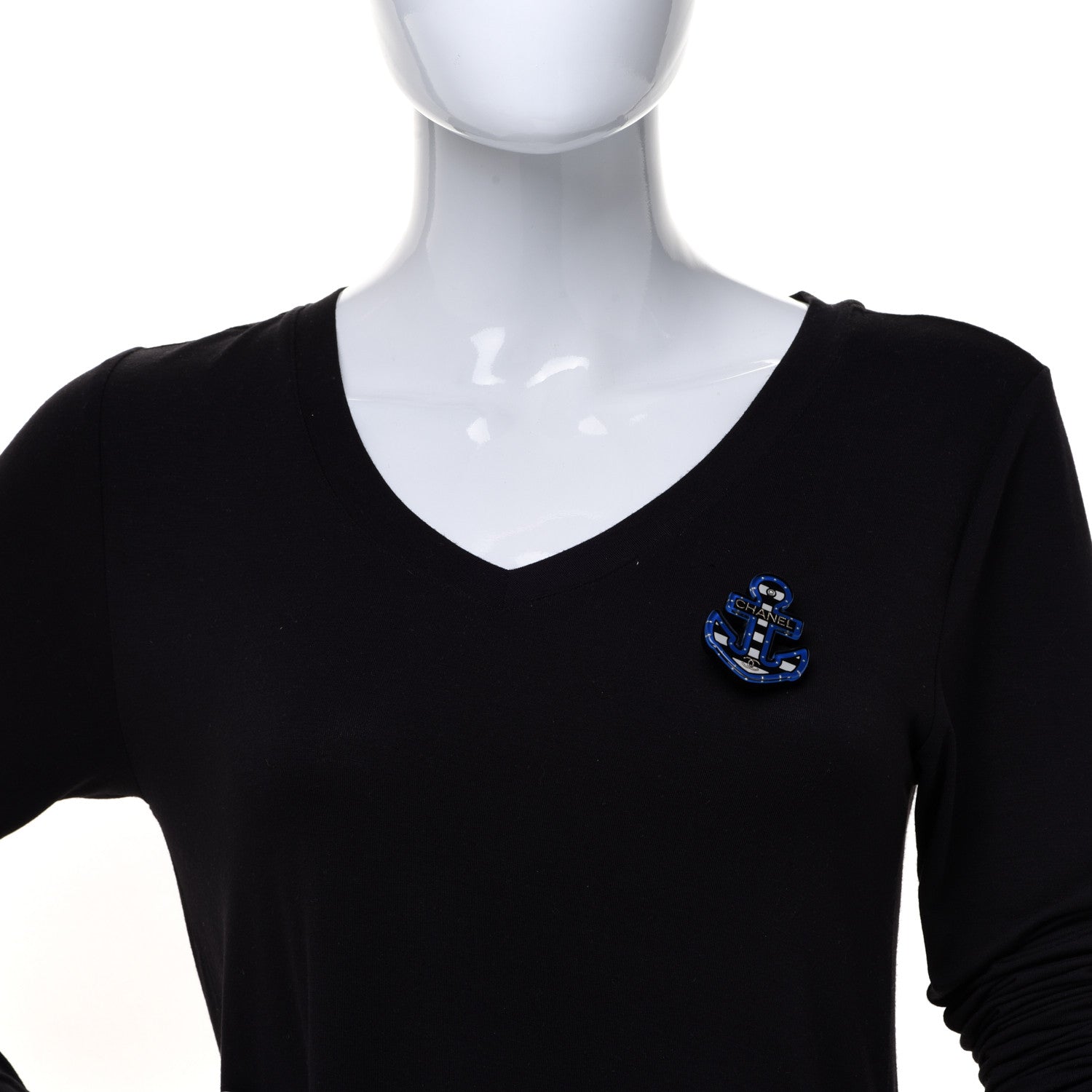 Chanel Resin Pearl Anchor CC Brooch Black Blue 2 of 5