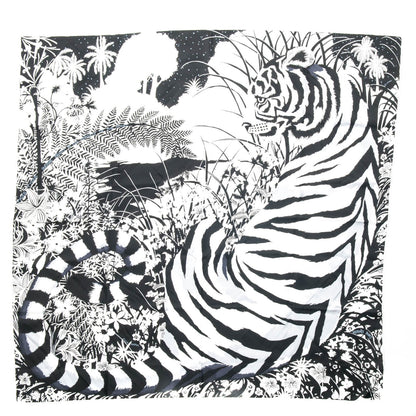 Hermes Silk Tyger Tyger Scarf 90 Noir Blanc Gris 2 of 6