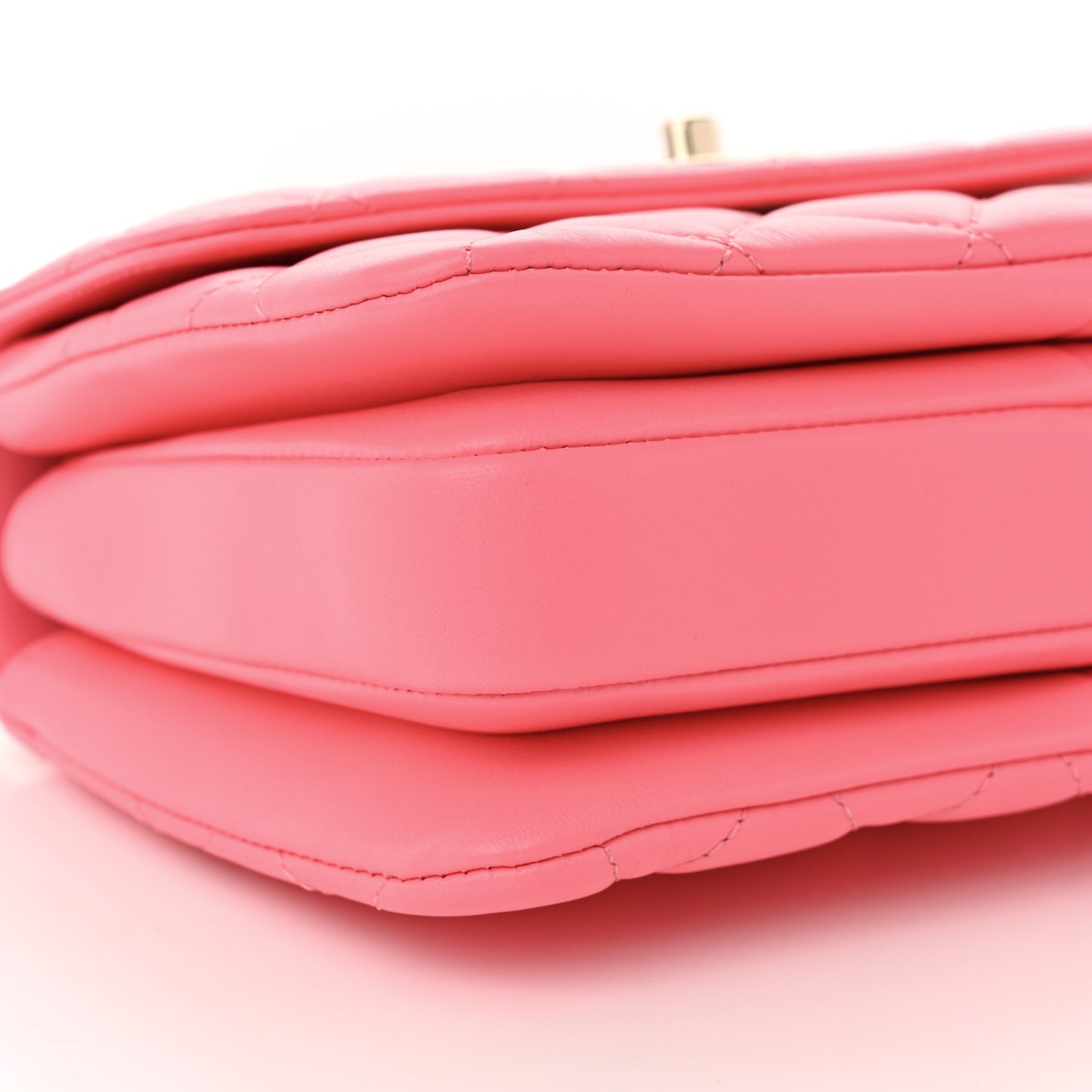 Lambskin Lacquered Quilted Mini Trendy CC Dual Handle Flap Bag Coral Pink