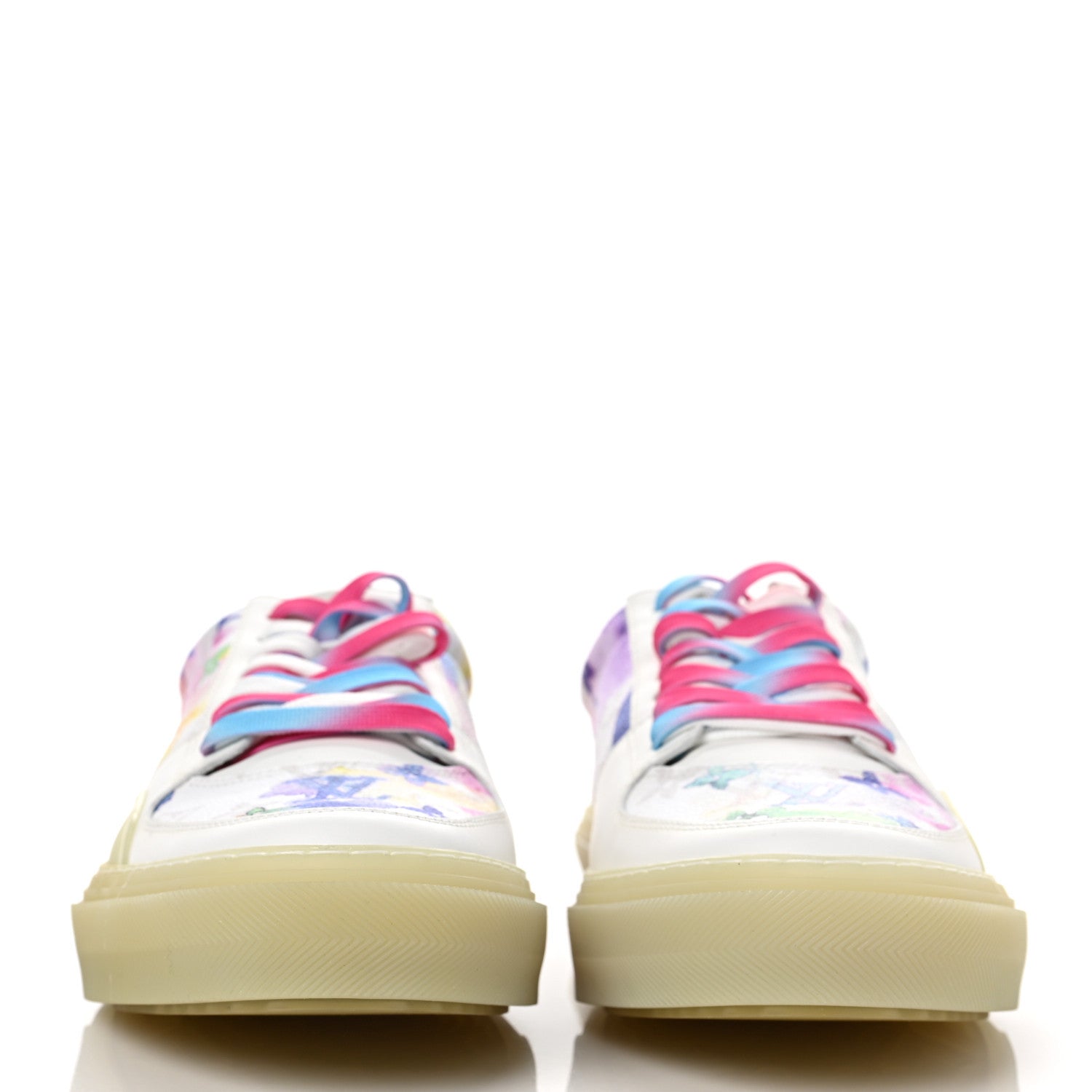 Louis Vuitton Calfskin Monogram Watercolor Mens LV Ollie Richelieu Sneakers 9.5 Multicolor 4 of 9