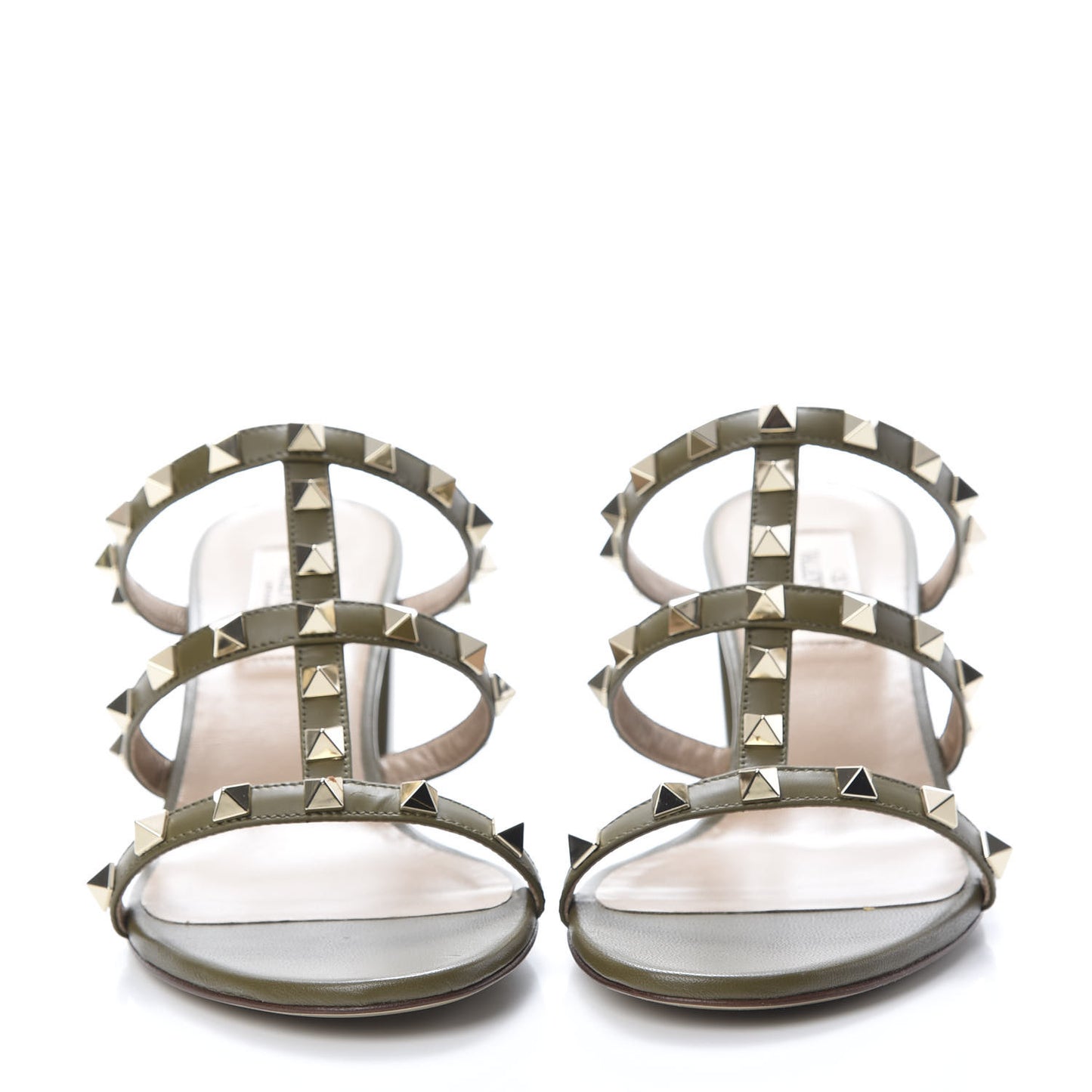 Calfskin Rockstud 60mm Caged Slide Sandals Sandals 37 Lichen