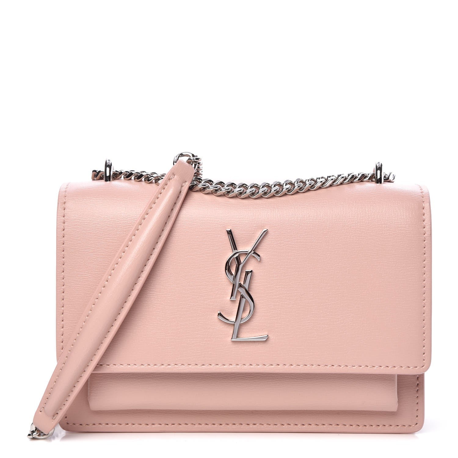 Saint Laurent Calfskin Monogram Sunset Chain Wallet Light Pink 1 of 9