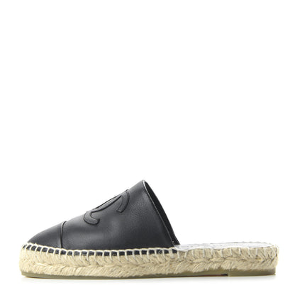 Chanel Calfskin CC Espadrille Mules 35 Black 1 of 10