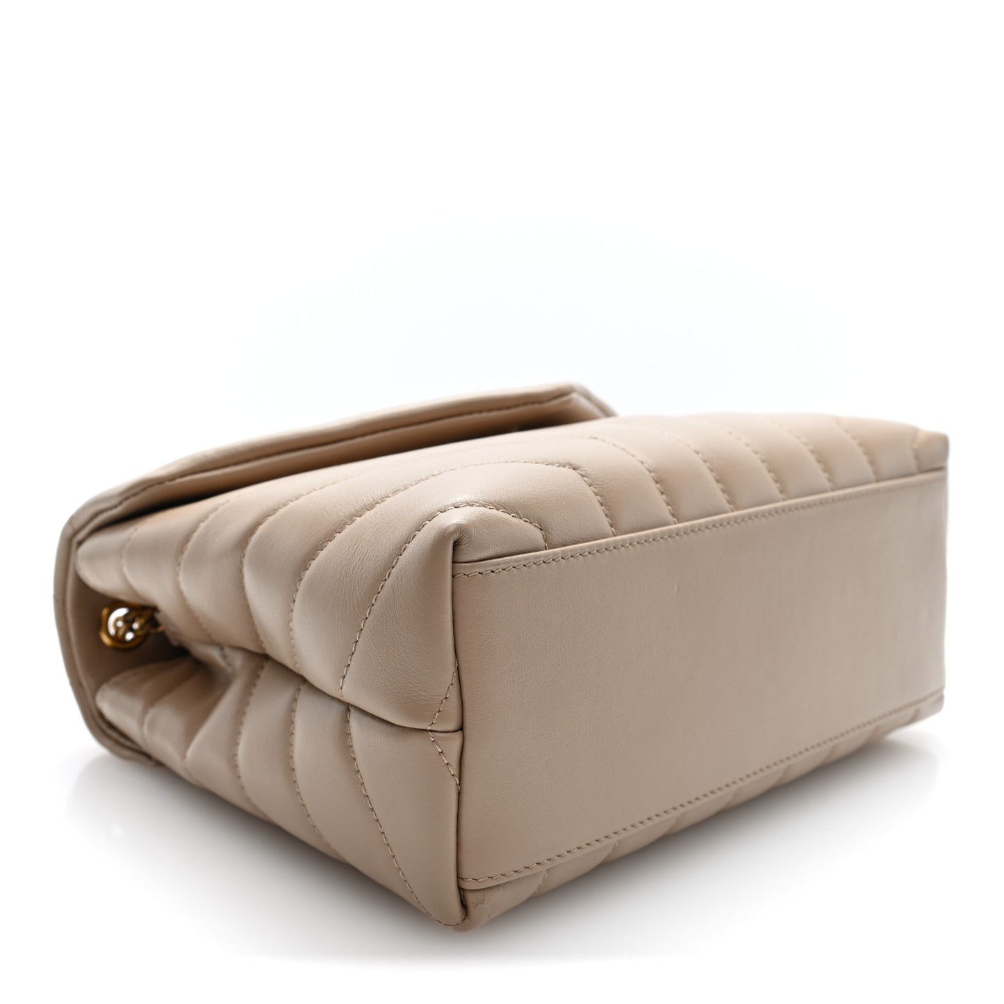 Calfskin Y Quilted Monogram Small Loulou Chain Satchel Dark Beige