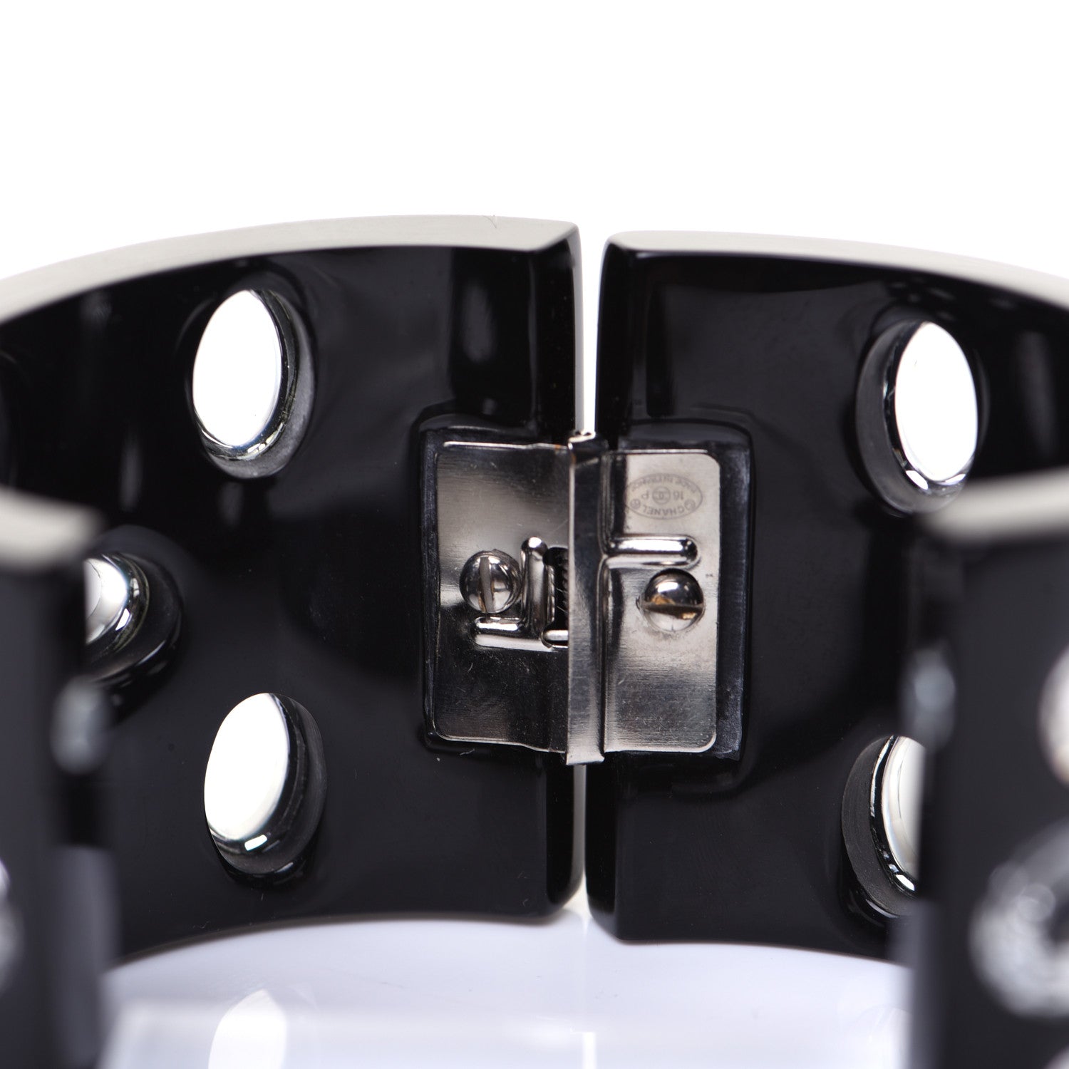Chanel Resin Crystal CC Cuff Black 8 of 10