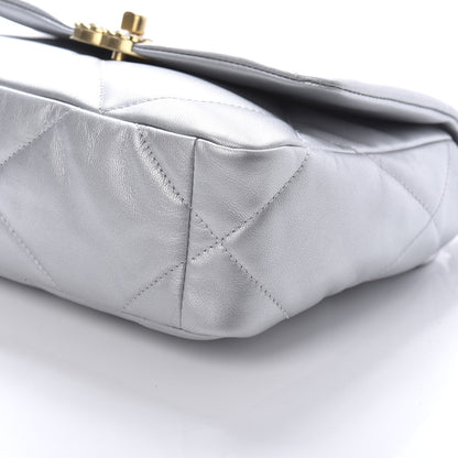 Chanel Metallic Goatskin Quilted Medium 19 Flap Silver 7 of 11