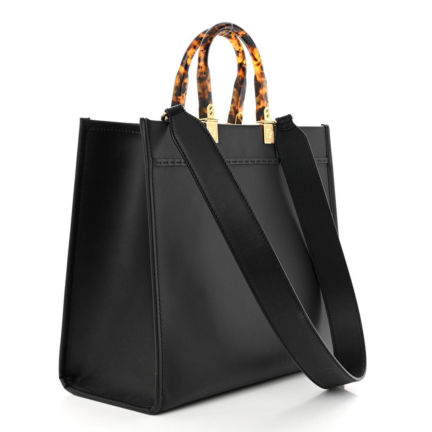 Fendi Vitello King Plexiglass Medium Fendi Sunshine Shopper Tote Black 3 of 10