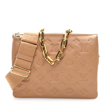 Louis Vuitton Lambskin Embossed Monogram Coussin PM Camel 2 of 10