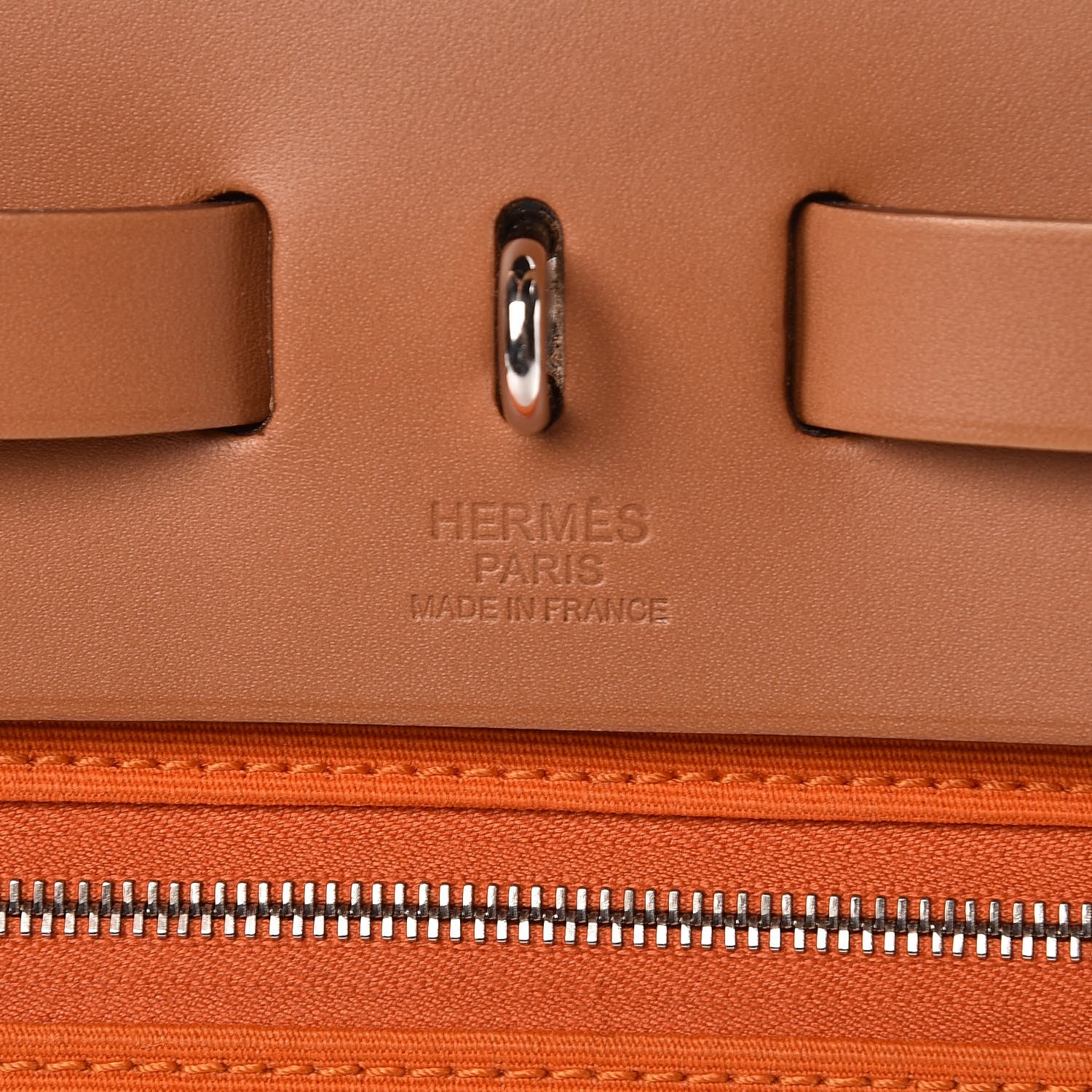 Hermes Natural Barenia Toile Herbag Zip 31 PM Orange 7 of 10