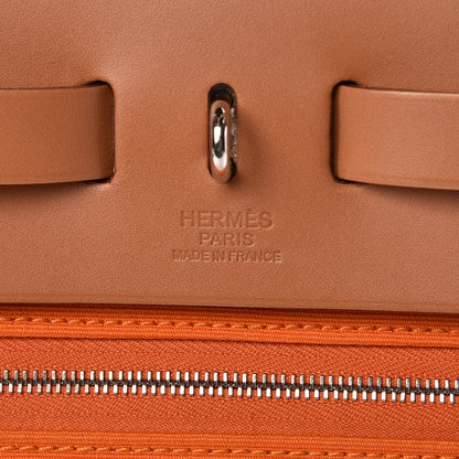 Hermes Natural Barenia Toile Herbag Zip 31 PM Orange 7 of 10