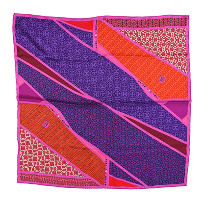 Hermes Silk Carre en Cravates Scarf 70 Orange Rose Violet 1 of 4