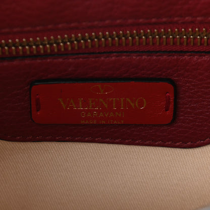 Valentino Garavani Pebbled Calfskin Medium Rockstud Flap Saddle Bag Rubino 6 of 8