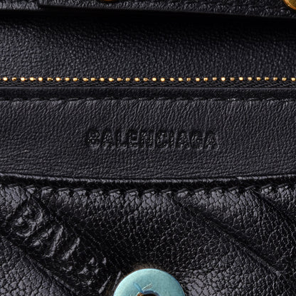 Balenciaga Shiny Goatskin Logo Embossed BB Wallet On Chain Black 5 of 8