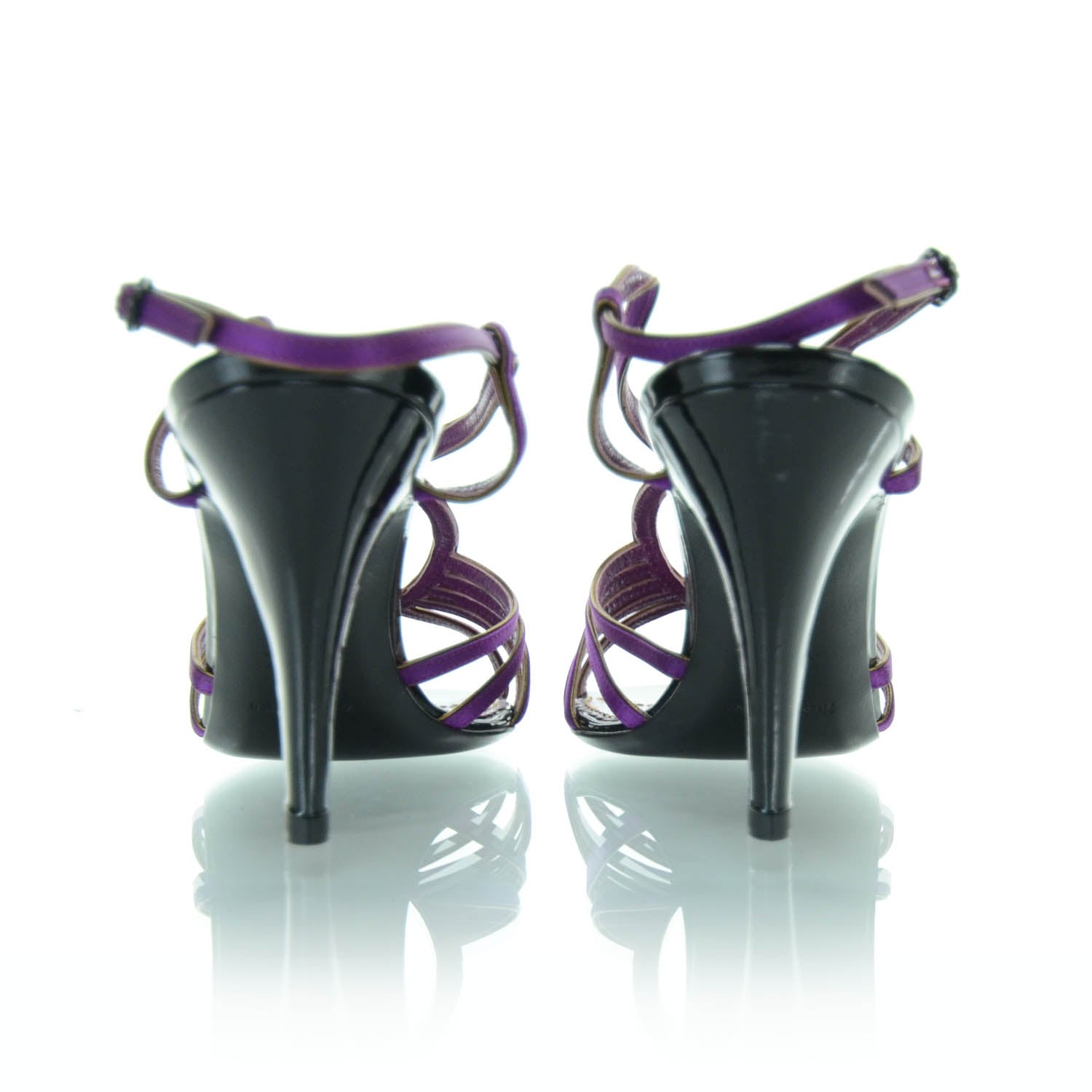 Saint Laurent Satin Heels 39 Purple Gold 2 of 6