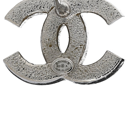 Chanel Crystal CC Earrings Silver Black 4 of 5