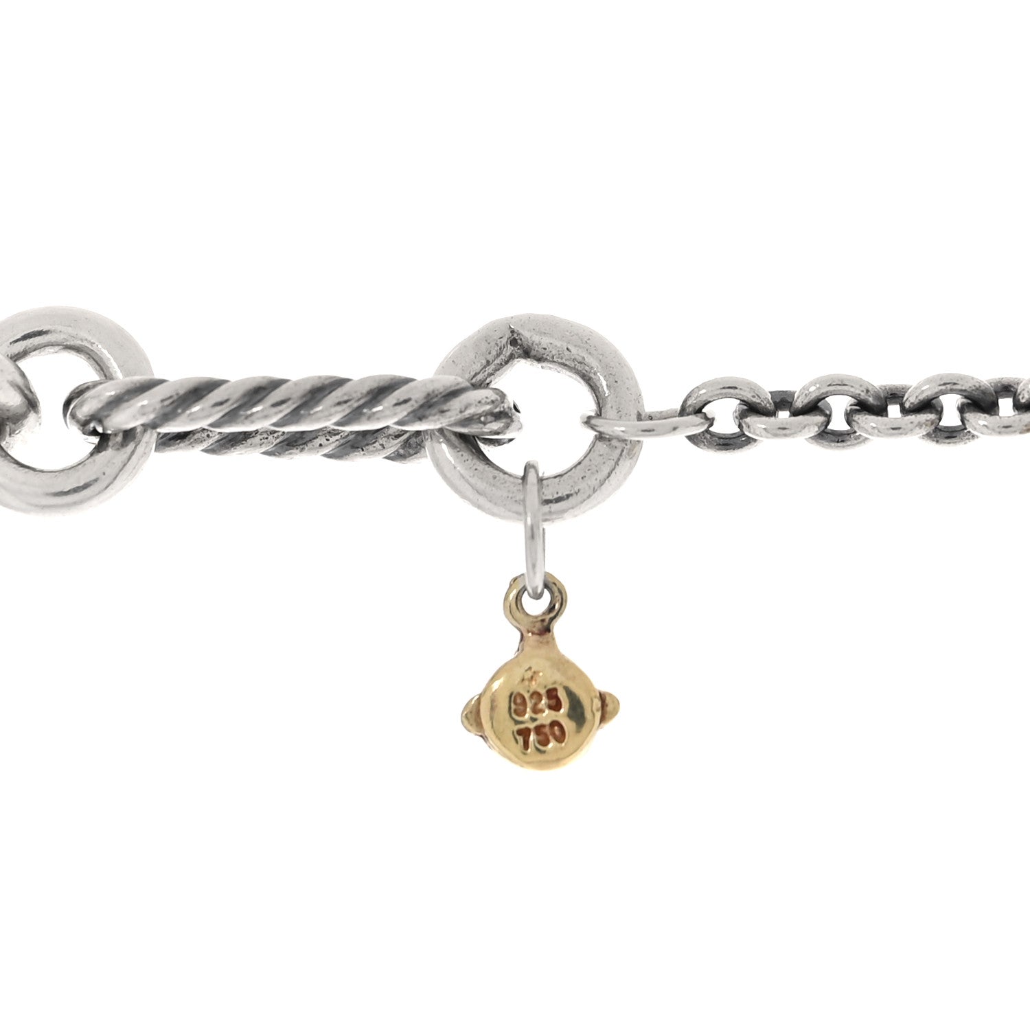 David Yurman Sterling Silver 18K Yellow Gold Figaro Two Tone Toggle Necklace 3 of 4