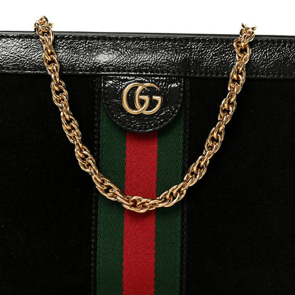 Gucci Suede Patent Web Small Ophidia Chain Shoulder Bag Black 9 of 12