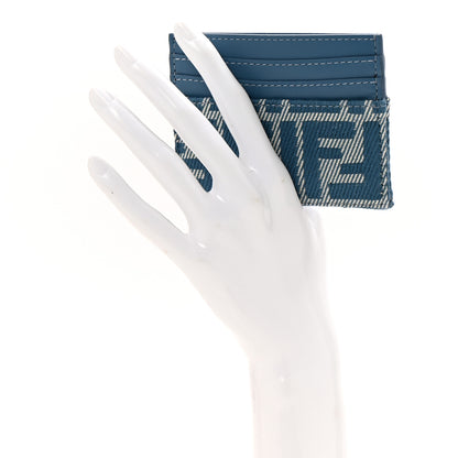 Fendi Vitello Soft Denim Bi-Color FF 1974 Card Holder  Blue 2 of 8