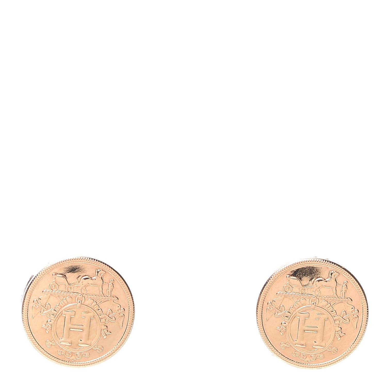 Hermes 18K Rose Gold TPM Ex-Libris Stud Earrings 1 of 5