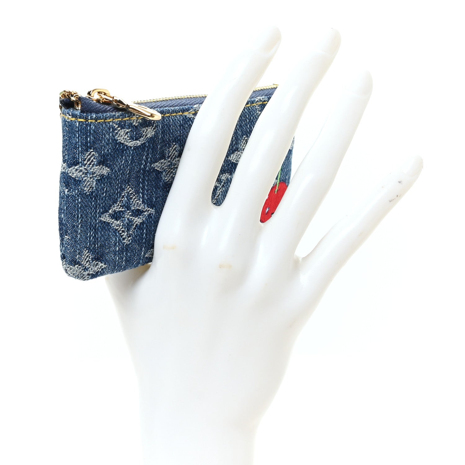 Louis Vuitton LV X TM Monogram Denim Cerises Key Pouch Blue 2 of 6