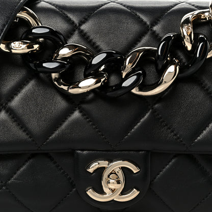 Chanel Lambskin Quilted Resin Bi-Color Chain Flap Bag Black 9 of 11