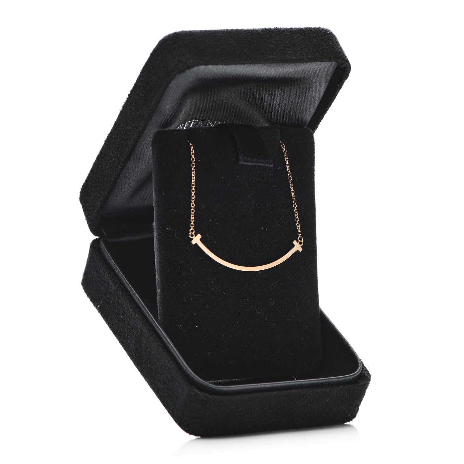 Tiffany 18K Rose Gold Small T Smile Pendant Necklace 6 of 6