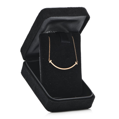 Tiffany 18K Rose Gold Small T Smile Pendant Necklace 6 of 6