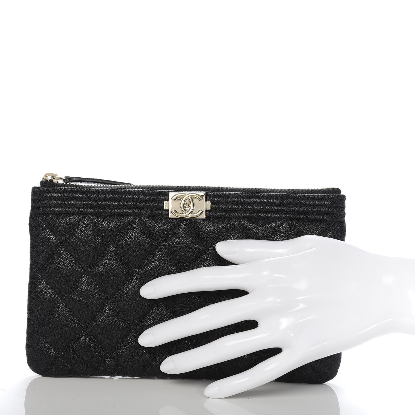 Caviar Quilted Classic Zip Boy Pouch Black