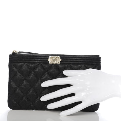Chanel Caviar Quilted Classic Zip Boy Pouch Black 2 of 8