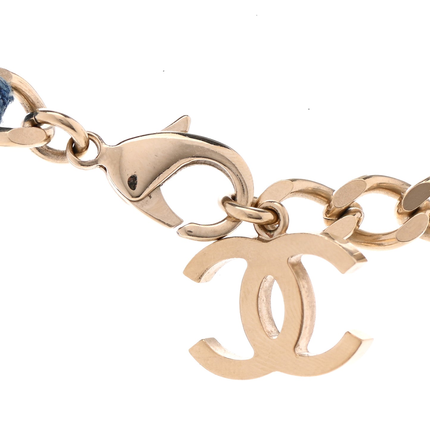 Metal Denim CC Necklace Blue Gold