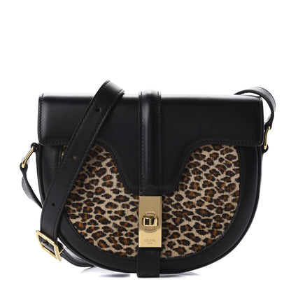 Celine Pony Hair Calfskin Leopard Print Besace 16 Black Naturals 1 of 12