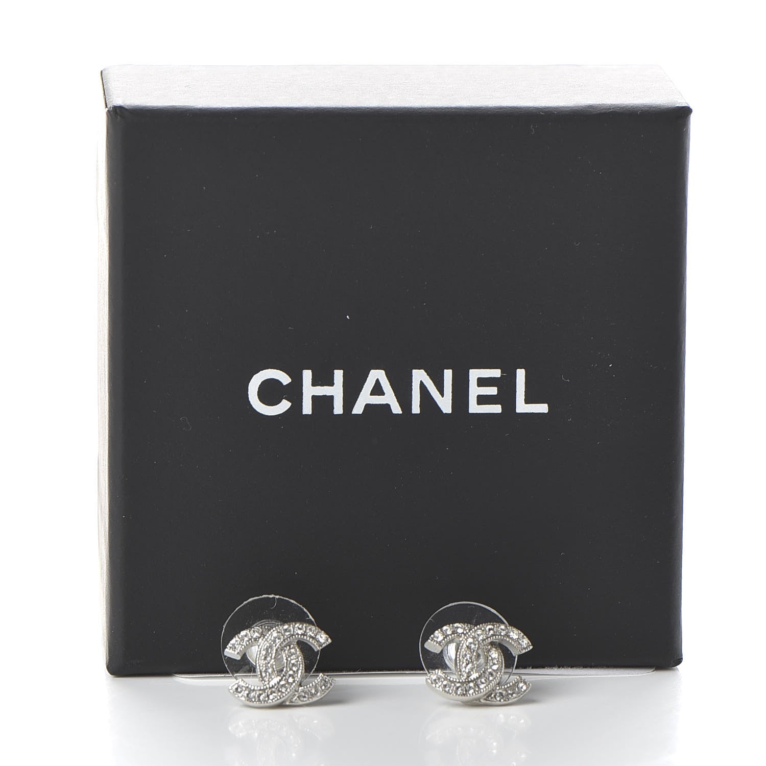 Chanel Crystal CC Earrings Silver 5 of 5