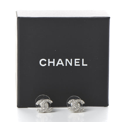 Chanel Crystal CC Earrings Silver 5 of 5
