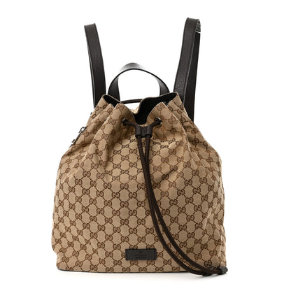 Gucci Monogram Dollar Calfskin O Drawstring Backpack Beige Ebony Testa di Moro Dark Chocolate 1 of 11