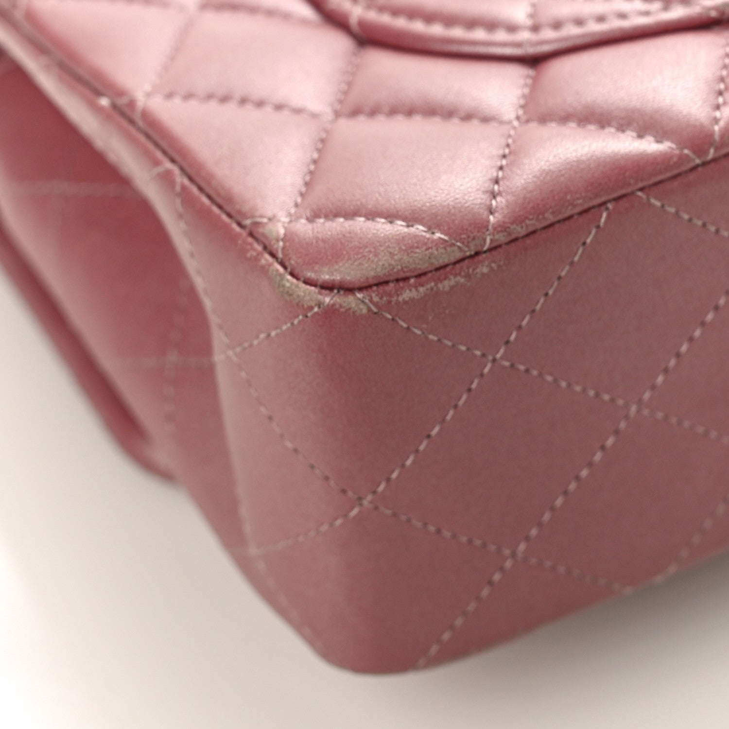Chanel Metallic Lambskin Quilted Small Double Flap Pink 10 of 16