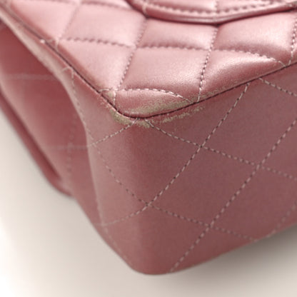 Chanel Metallic Lambskin Quilted Small Double Flap Pink 10 of 16