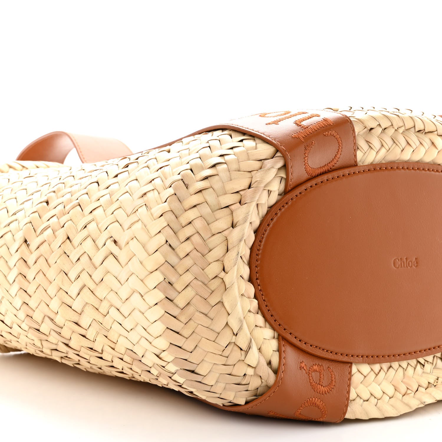 Chloe Raffia Smooth Calfskin Medium Sense Basket Caramel 9 of 12