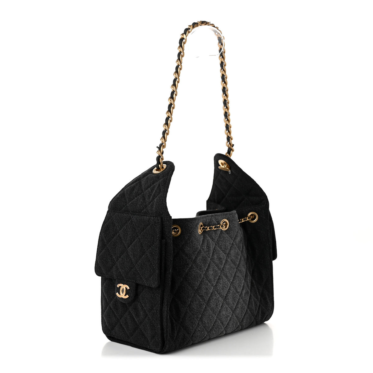 Chanel Washed Denim Quilted Small Chanel 25 Handbag Black 3 of 10