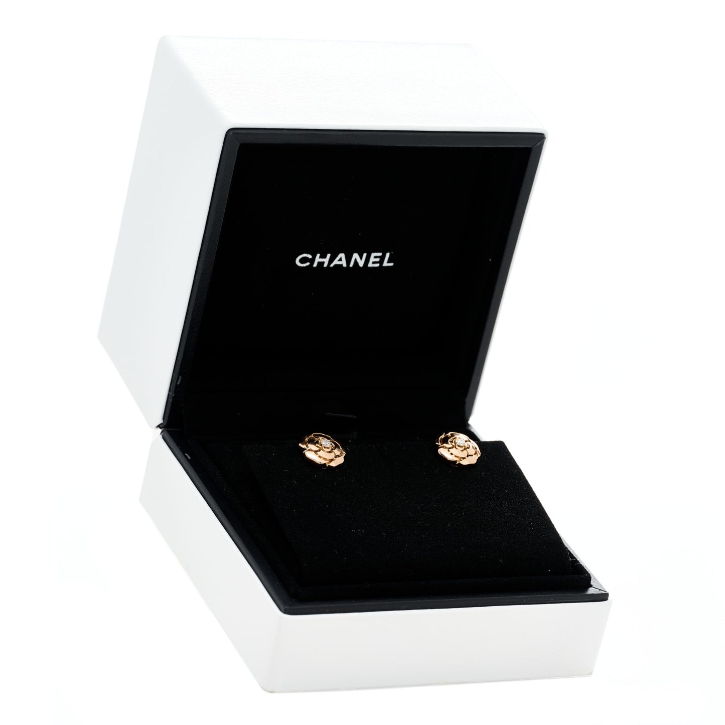 18K Rose Gold Diamond Extrait de Camelia Earrings
