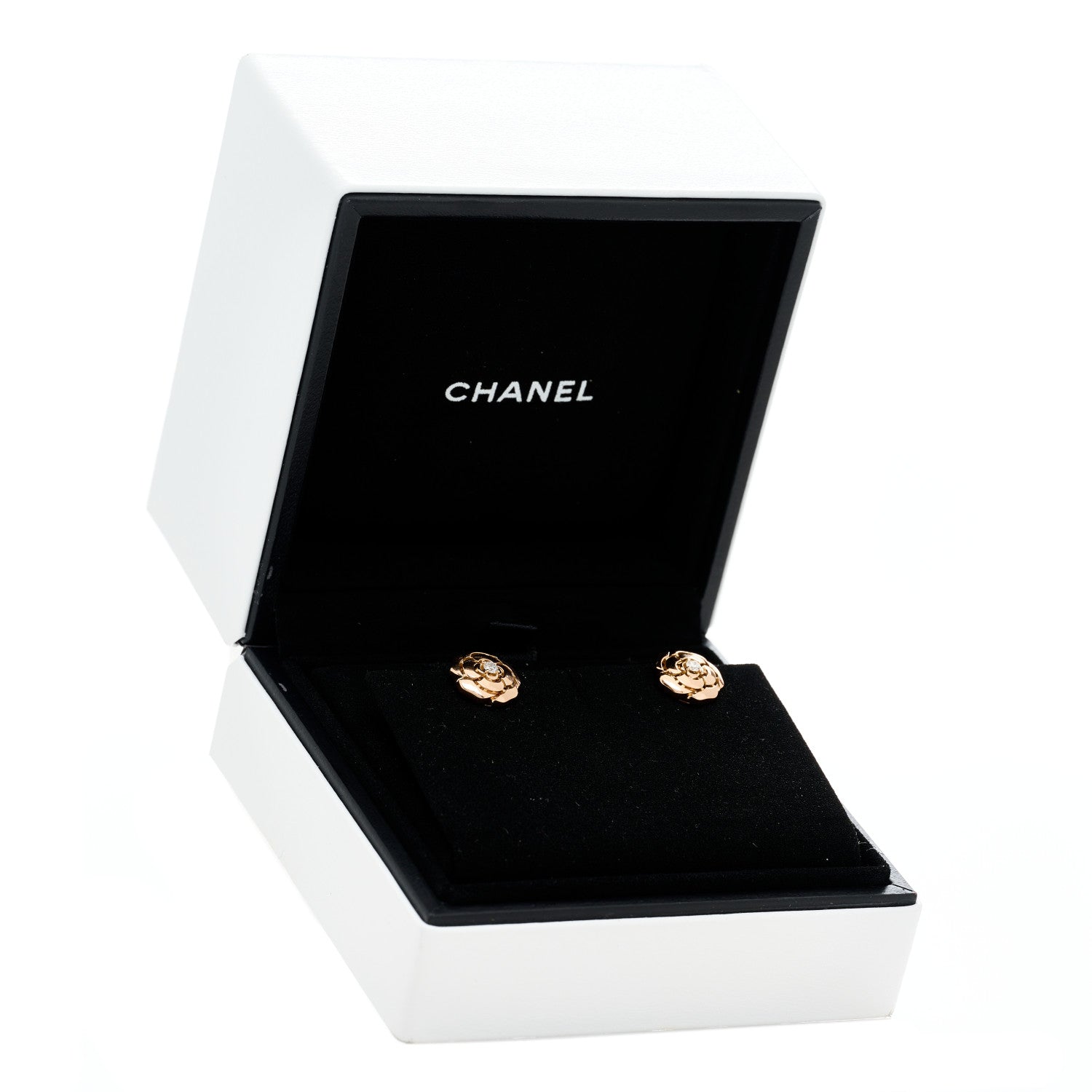 Chanel 18K Rose Gold Diamond Extrait de Camelia Earrings 5 of 5