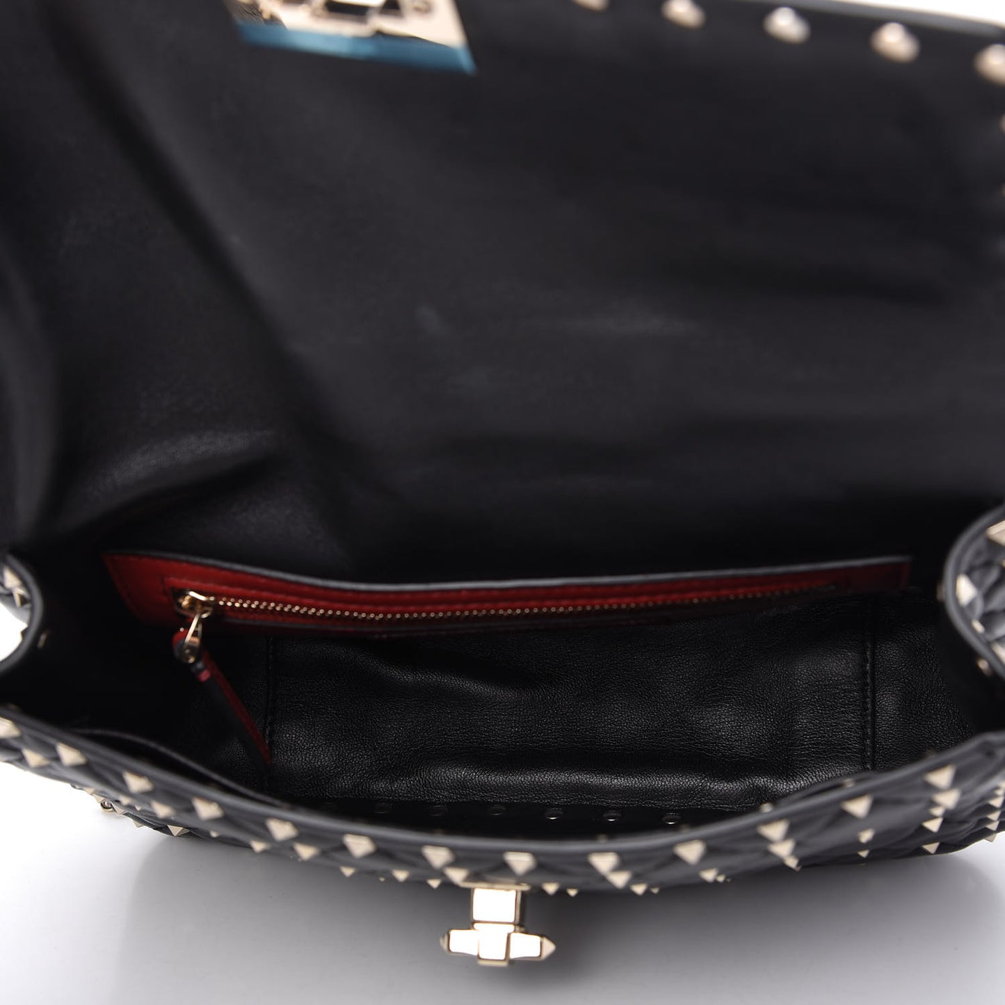 Lambskin Medium Rockstud Spike Shoulder Bag Black