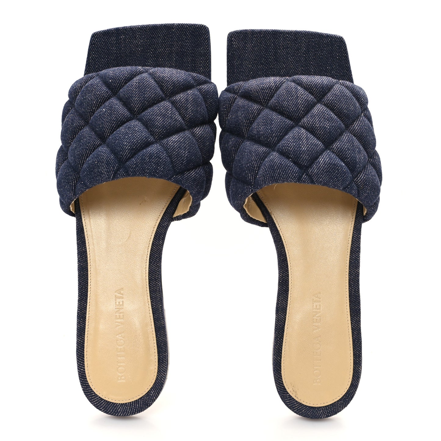 Denim Matelasse Padded Flat Sandals 37 Indigo