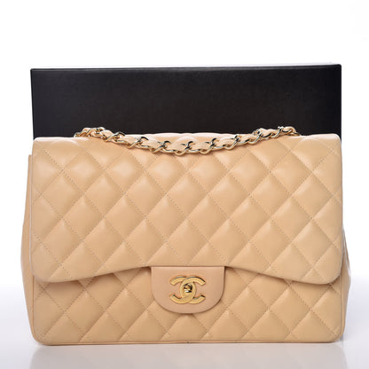 Chanel Lambskin Quilted Jumbo Single Flap Beige Clair 11 of 11