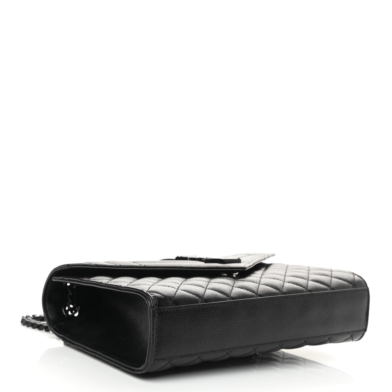 Saint Laurent Grain De Poudre Textured Mixed Matelasse Triquilt Medium Monogram Satchel Black 4 of 12