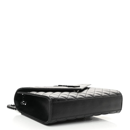 Saint Laurent Grain De Poudre Textured Mixed Matelasse Triquilt Medium Monogram Satchel Black 4 of 12