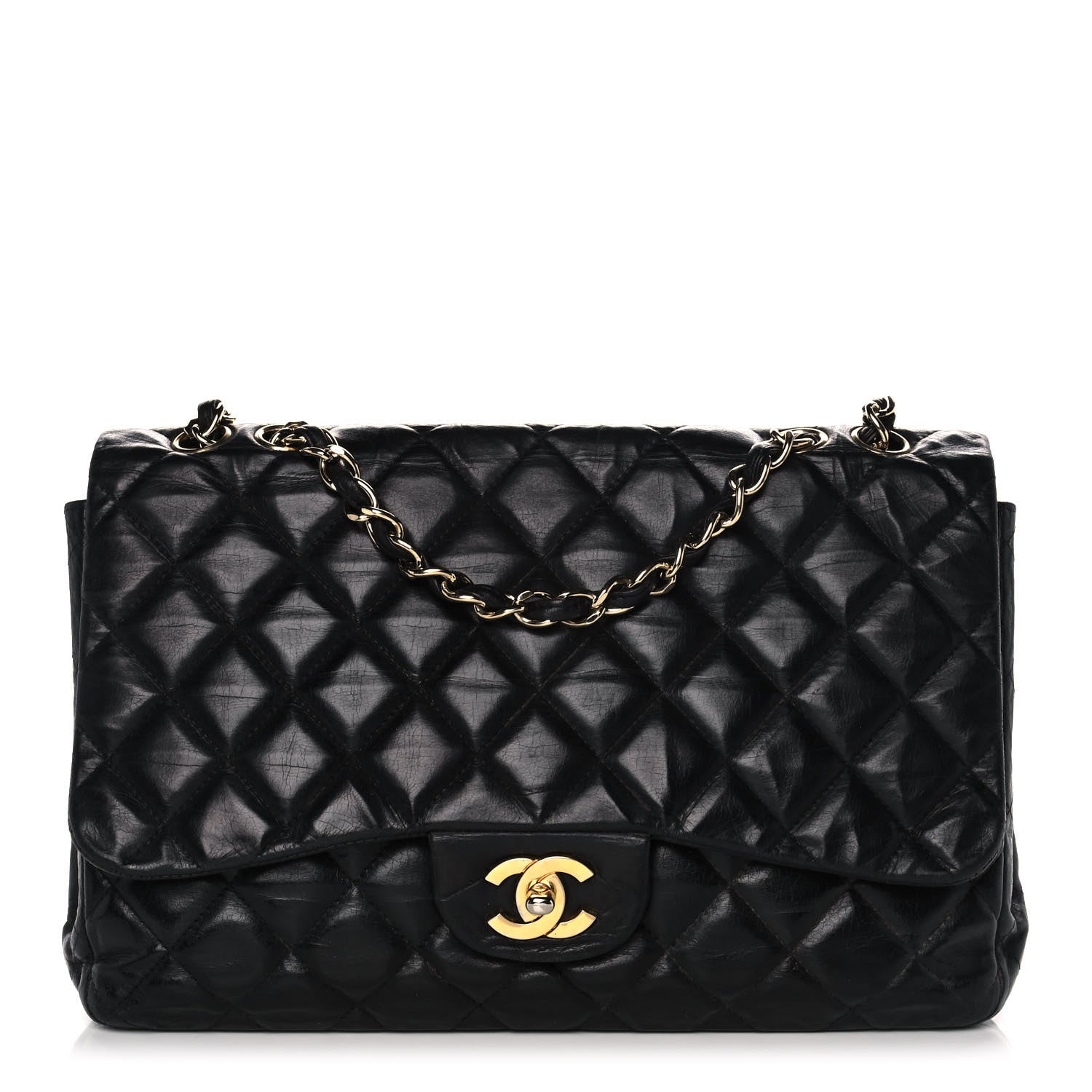 Chanel Lambskin Quilted Jumbo Single Flap Black 1 of 12