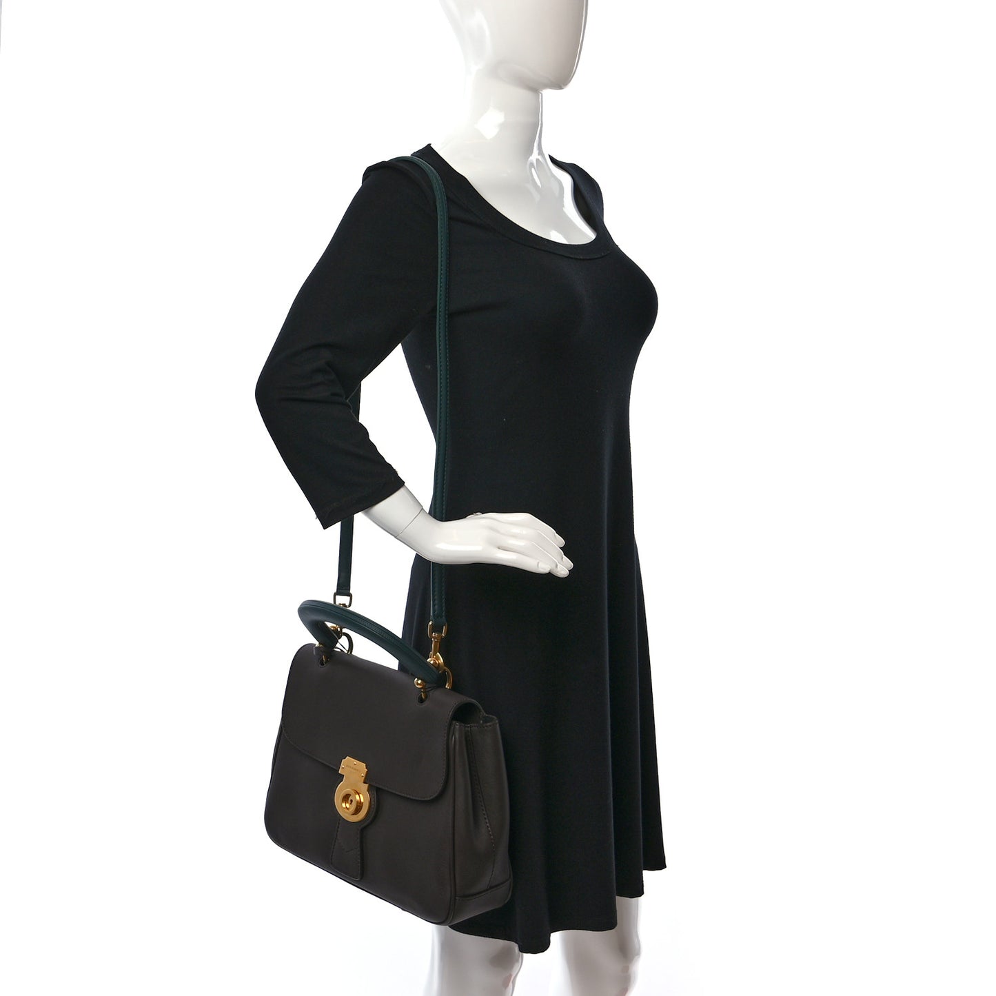 Trench Calfskin Medium DK88 Top Handle Bag Dark Chocolate